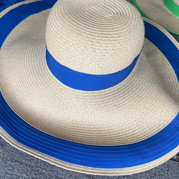 Wide Brim Straw Sun Hat with Royal Blue Band Polo Ralph Lauren main image 6